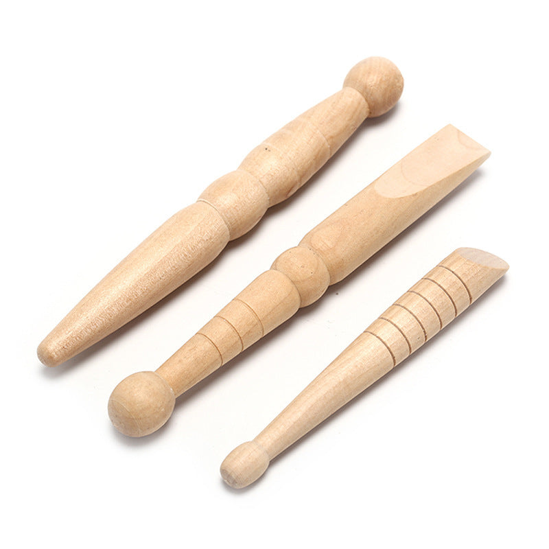 Wooden Foot Manual Acupuncture Pen Hands And Feet Massage Stick Three-piece Set MINHBATTI