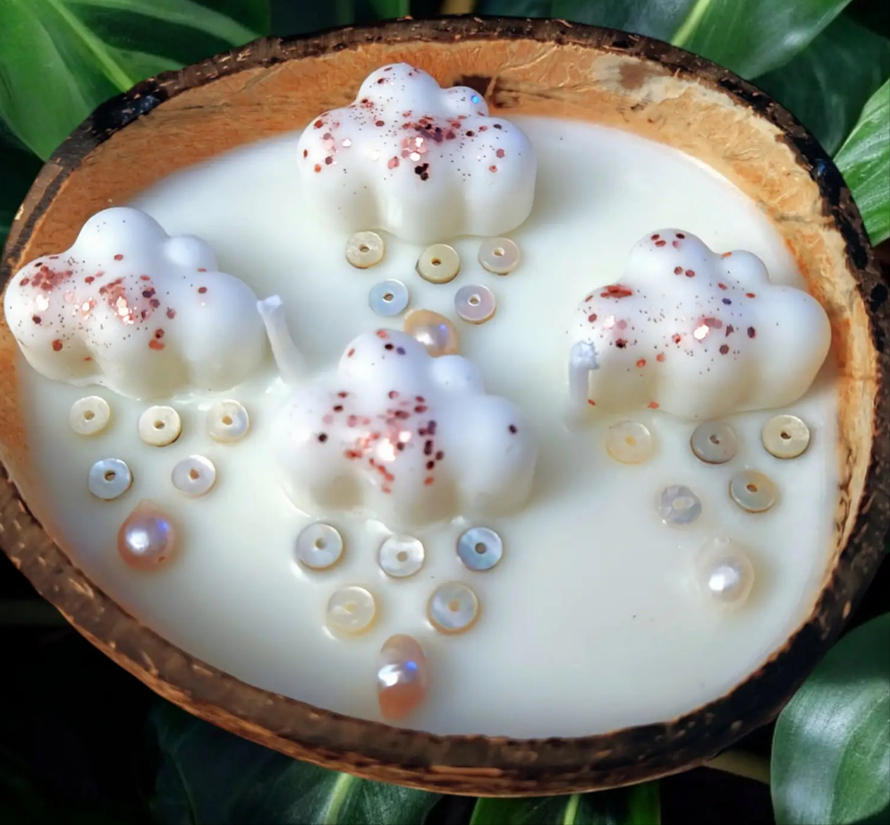 Bougie parfumée framboise noire "aroma nimbus"vanille avec pierres naturelles. MĪNHBATTĪ