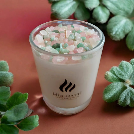 Bougie parfumée "Ambre mystique" cire végétale et parfum de Grasse MĪNHBATTĪ