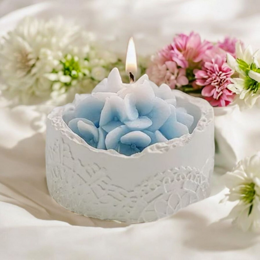 Bougie naturelle parfumée artisanale Hortensia Bleu MINHBATTI