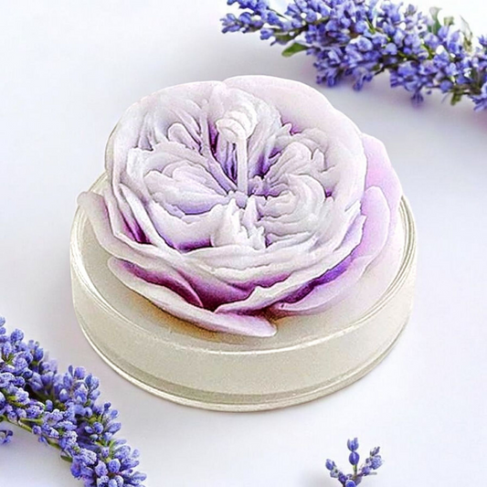 Bougie naturelle parfumée artisanale fleur violet lavande MINHBATTI