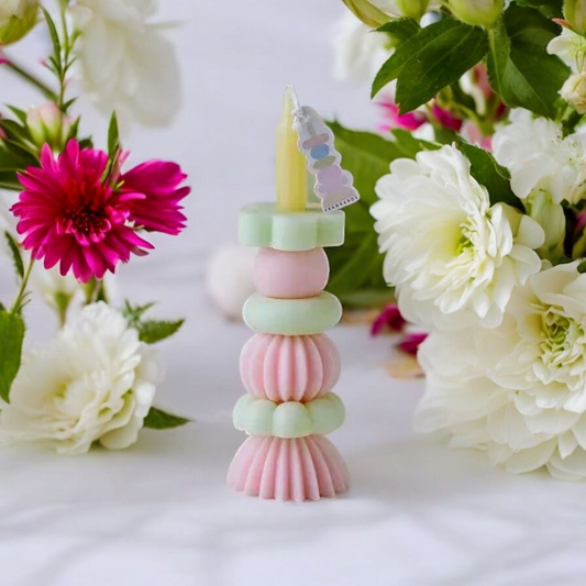 Bougie chandelle Modulable naturelle Parfumée artisanale d'aromathérapie rose /vert - Élégance et Fraîcheur pour Votre Intérieur MINHBATTI