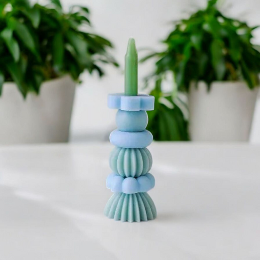 Bougie chandelle Modulable naturelle Parfumée artisanale d'aromathérapie Vert/Bleu - Élégance et Fraîcheur pour Votre Intérieur MINHBATTI