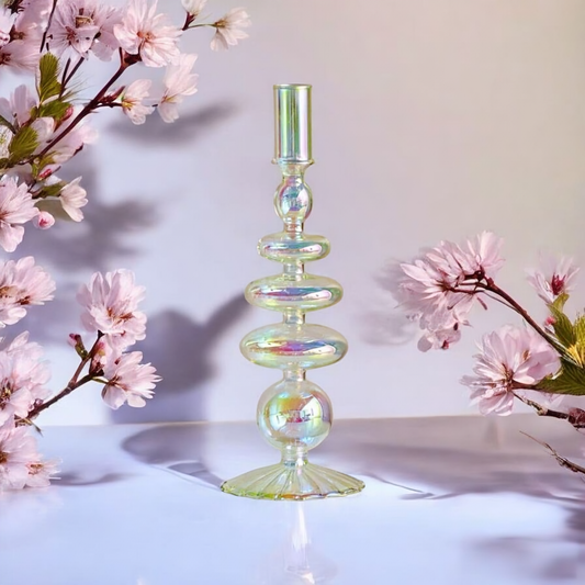 Bougeoir Arc en ciel irisé en verre Bougeoir vase Verre Arc en ciel irisé MINHBATTI