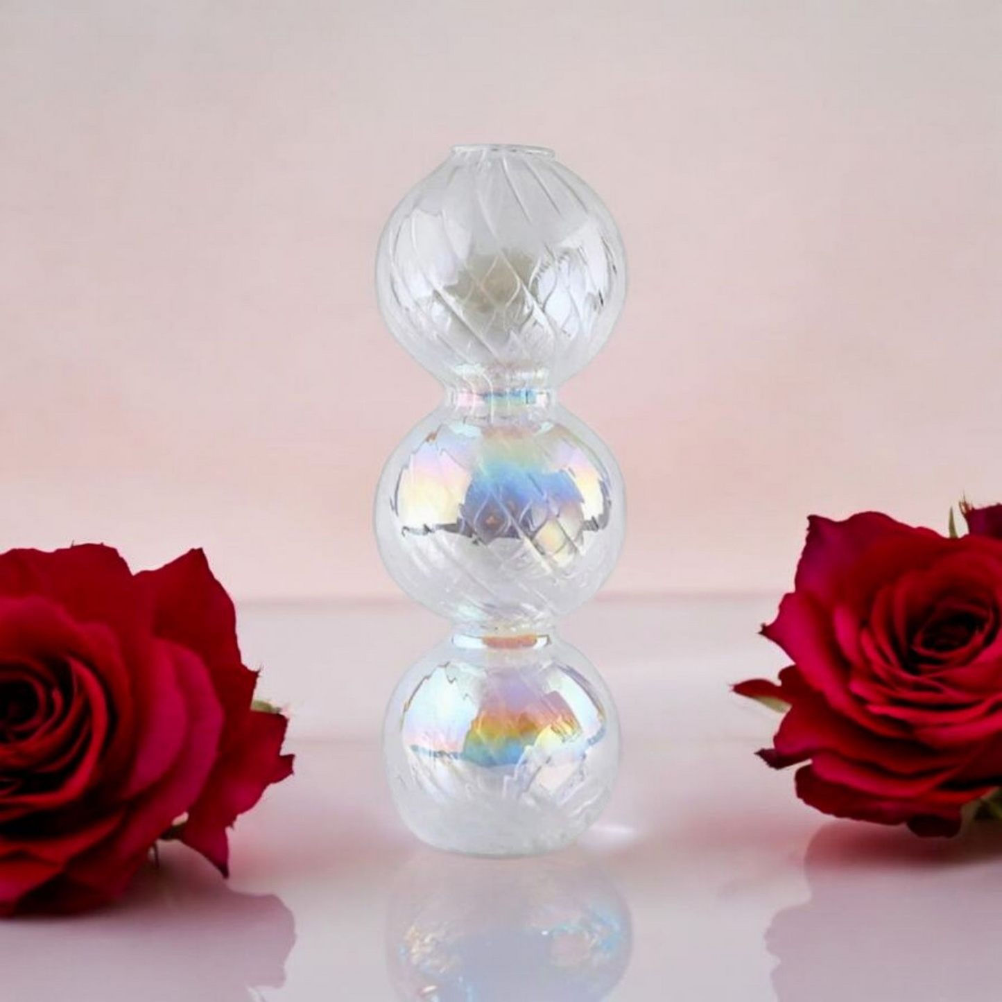 Bougeoir Arc en ciel irisé en verre Bougeoir vase Verre Arc en ciel irisé MINHBATTI