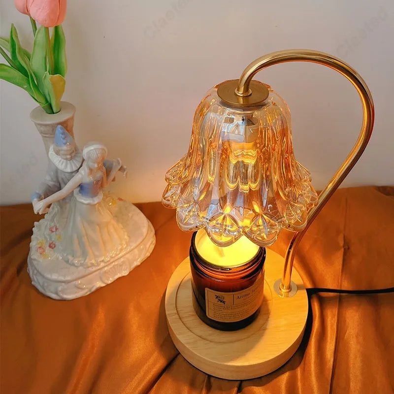 Creative Wood Aromatherapy Wax Melting Lamp Desk Lamp Indoor Home Living Room Bedroom Bedhead Atmosphere Lighting Fixture MINHBATTI