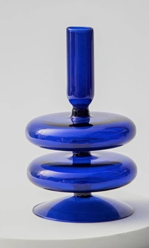 Bougeoir Bleu en verre MINHBATTI