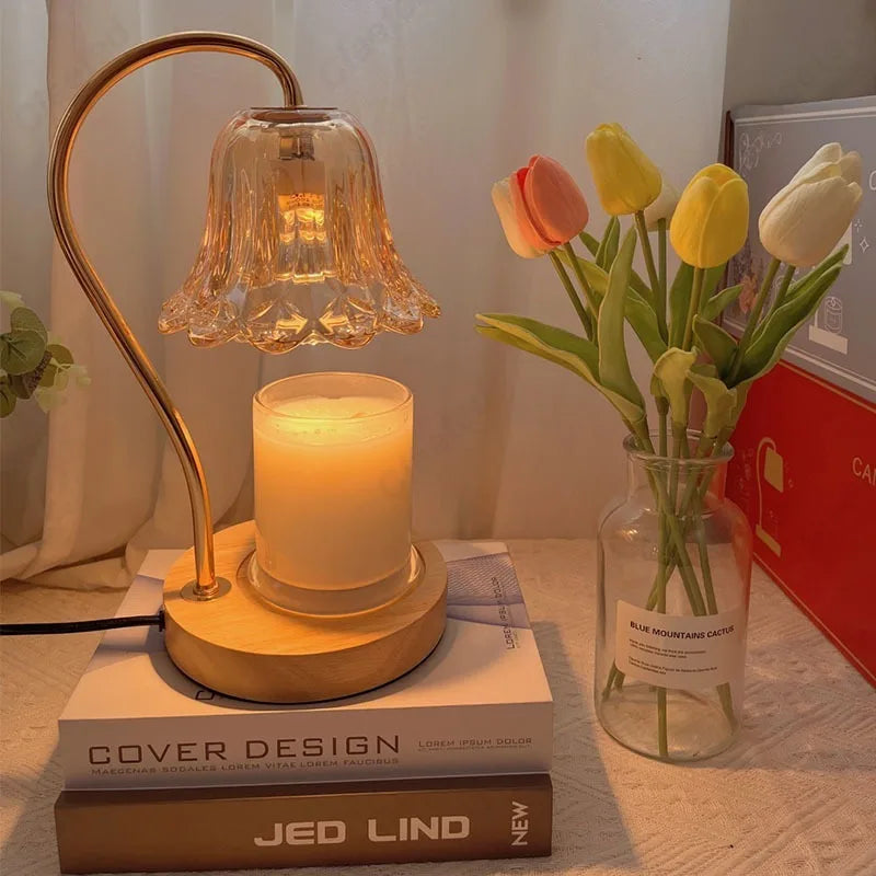 Creative Wood Aromatherapy Wax Melting Lamp Desk Lamp Indoor Home Living Room Bedroom Bedhead Atmosphere Lighting Fixture MINHBATTI