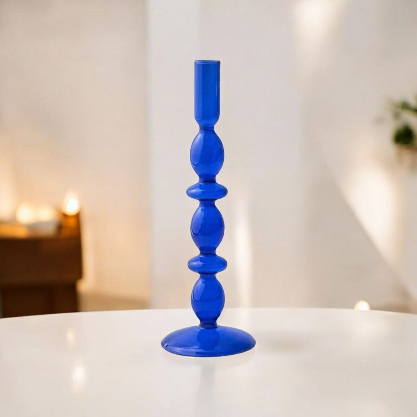 Bougeoir Bleu en verre MINHBATTI