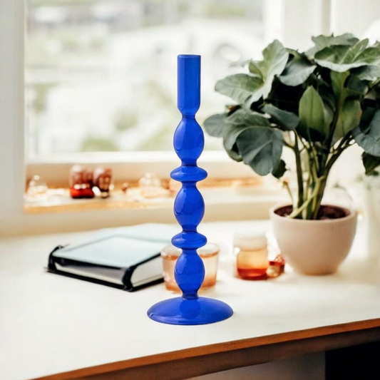 Bougeoir Bleu en verre MINHBATTI