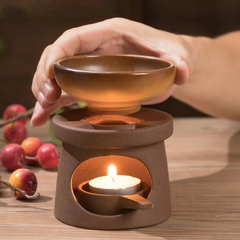 Brûleurs d'huiles essentielles en céramique, chauffe-cire, diffuseur d'aromathérapie et cuillère à bougie chauffe-plat pour la maison et le bureau MINHBATTI