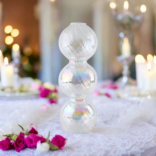 Bougeoir Arc en ciel irisé en verre Bougeoir vase Verre Arc en ciel irisé MINHBATTI