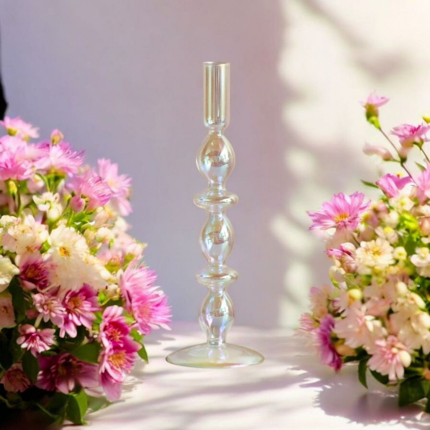 Bougeoir arc en ciel irisé en verre MINHBATTI