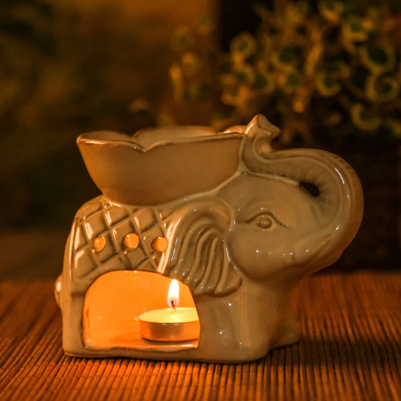 Elephant Oil Burner Wax Warmer Oil Wax Melts Fragrance Ceramic Tealight Holder MINHBATTI