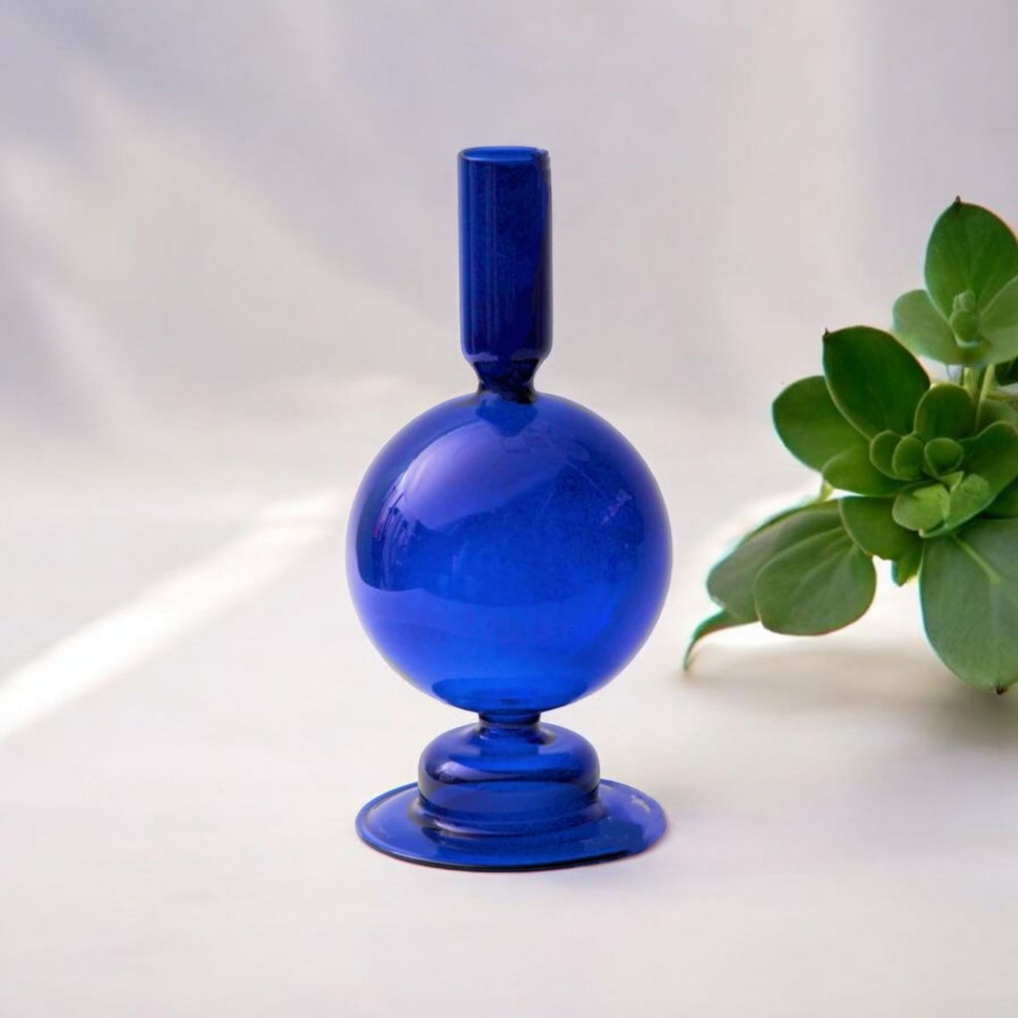 Bougeoir Bleu en verre MINHBATTI