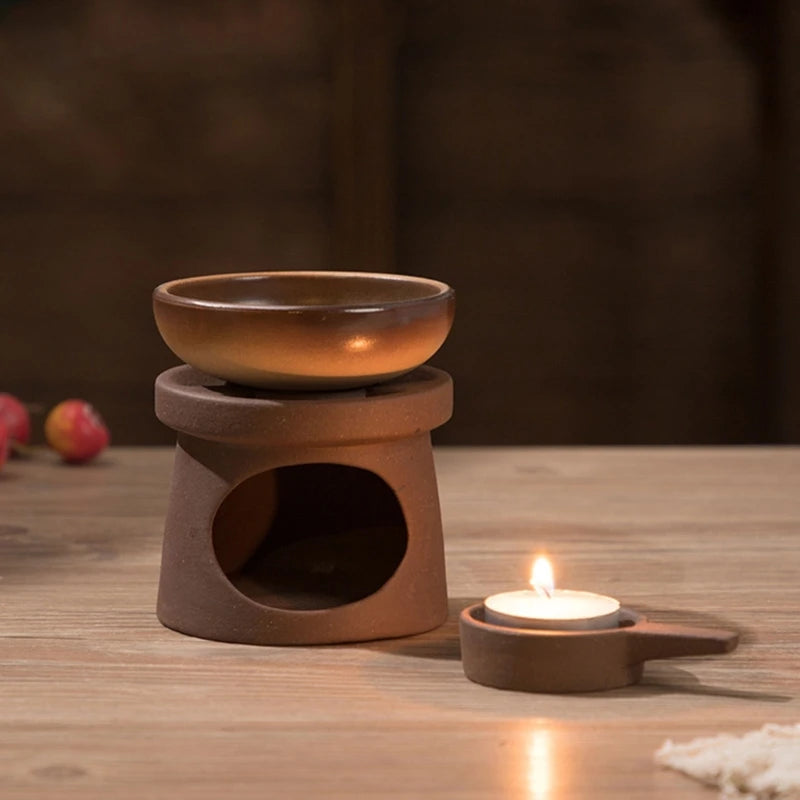 Brûleurs d'huiles essentielles en céramique, chauffe-cire, diffuseur d'aromathérapie et cuillère à bougie chauffe-plat pour la maison et le bureau MINHBATTI