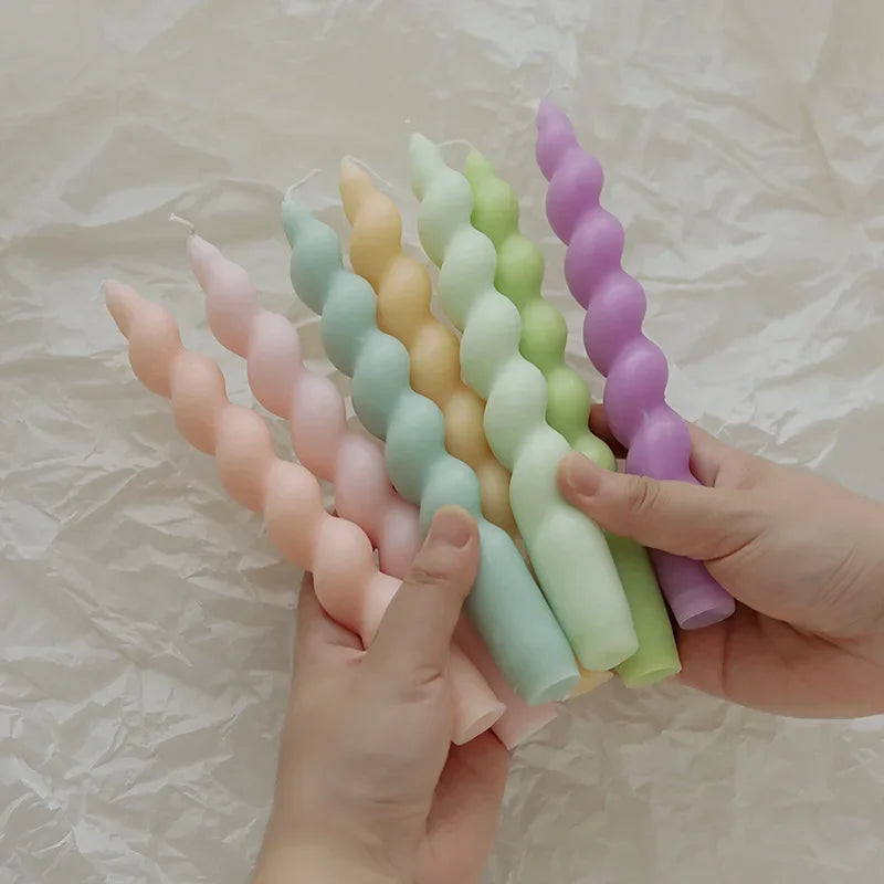 Ins Style Spiral Long Rod Candle Scented Candle Aromatherapy Soy Wax Candles Wedding Birthday Candle Party Home Decoration MINHBATTI