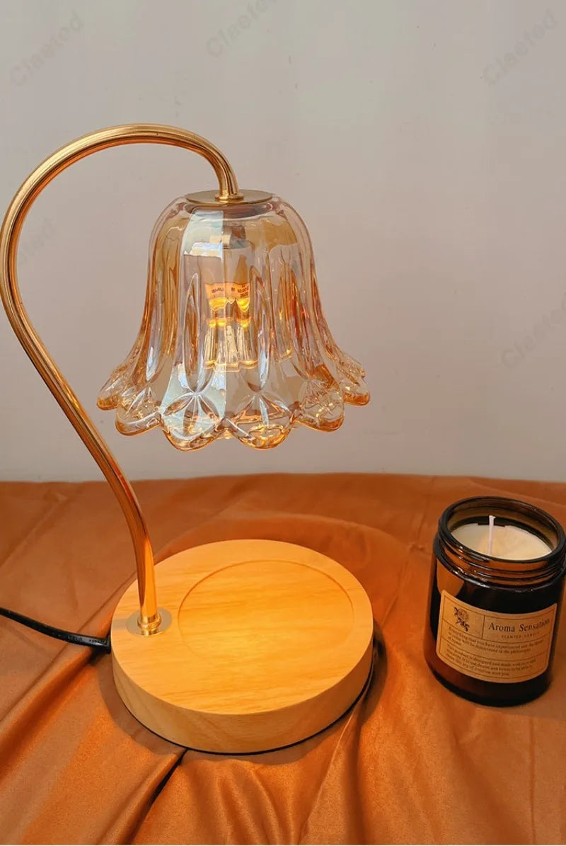 Creative Wood Aromatherapy Wax Melting Lamp Desk Lamp Indoor Home Living Room Bedroom Bedhead Atmosphere Lighting Fixture MINHBATTI