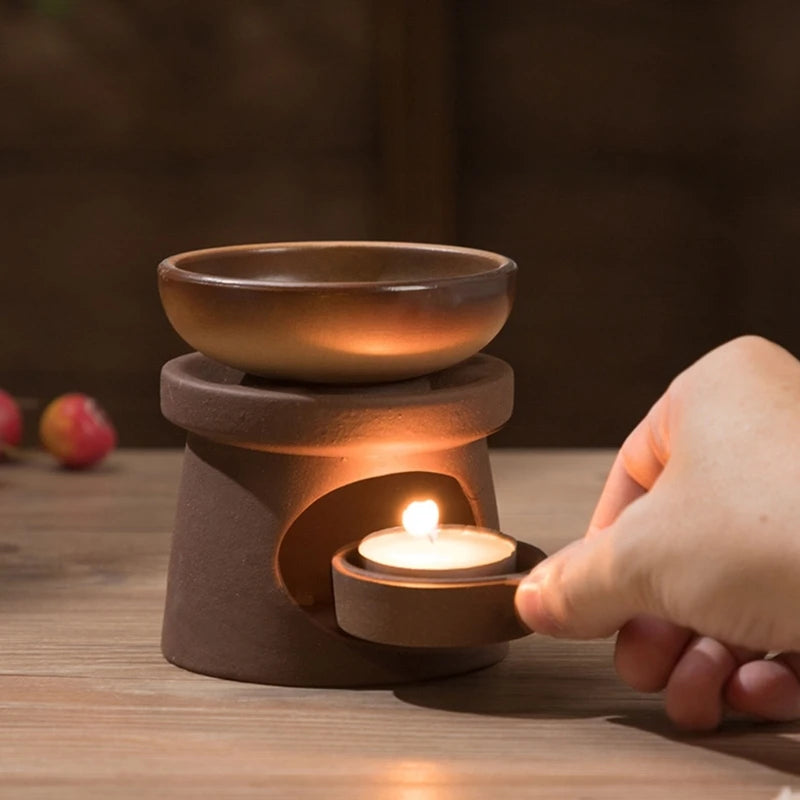 Brûleurs d'huiles essentielles en céramique, chauffe-cire, diffuseur d'aromathérapie et cuillère à bougie chauffe-plat pour la maison et le bureau MINHBATTI