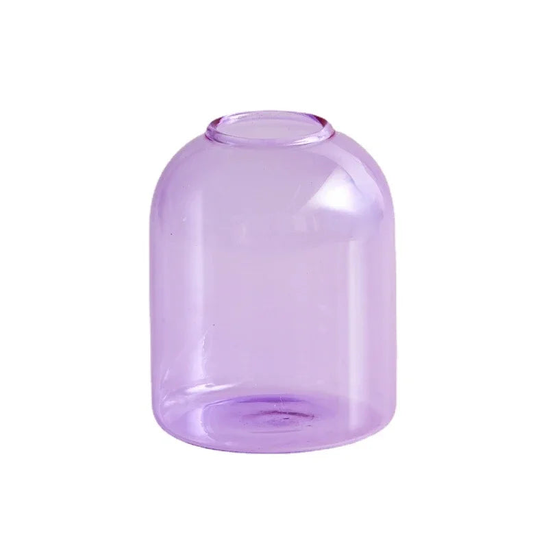 Candle Holder for Pillar Candles Stand Home Decor Colorful Glass Flower Vase Decorative Bottle Jar Storage Bowl Plant Container MINHBATTI