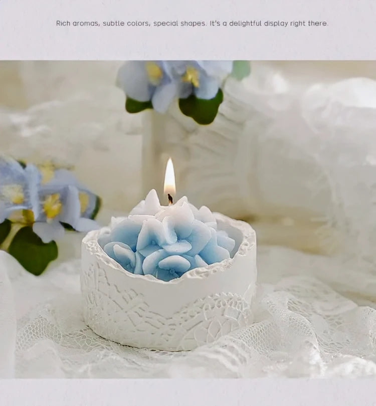 Bougie naturelle parfumée artisanale Hortensia Bleu MINHBATTI