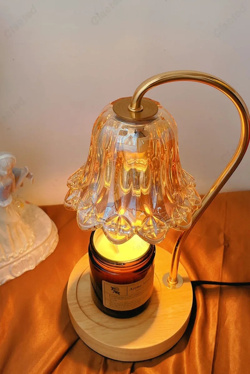 Creative Wood Aromatherapy Wax Melting Lamp Desk Lamp Indoor Home Living Room Bedroom Bedhead Atmosphere Lighting Fixture MINHBATTI