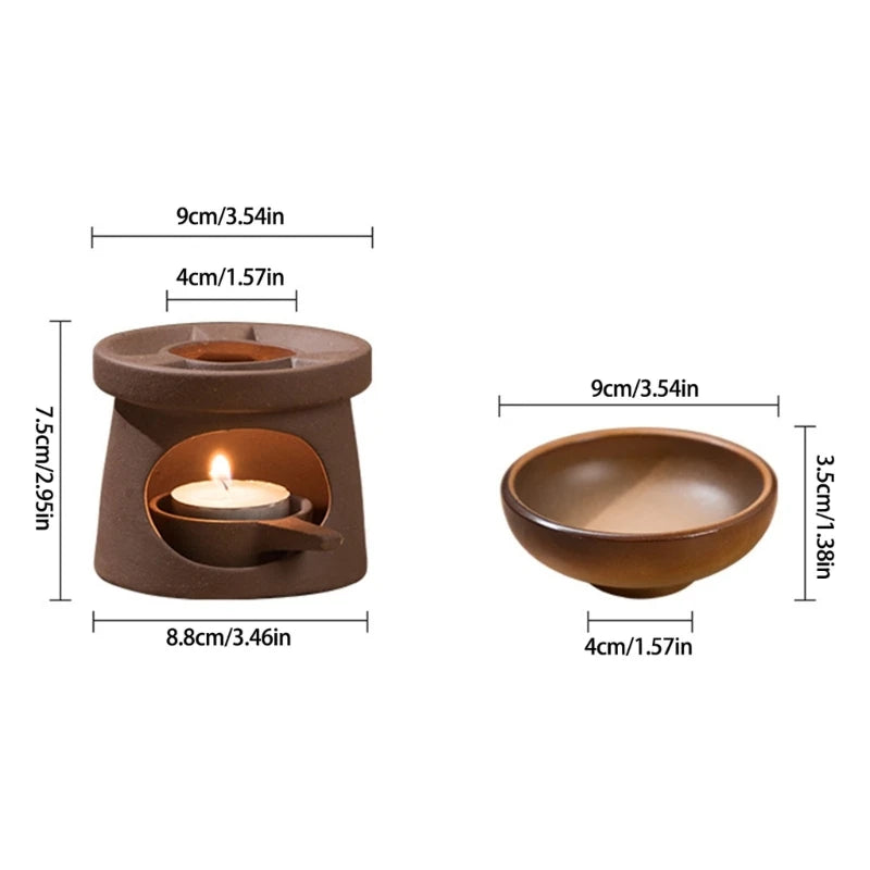 Brûleurs d'huiles essentielles en céramique, chauffe-cire, diffuseur d'aromathérapie et cuillère à bougie chauffe-plat pour la maison et le bureau MINHBATTI