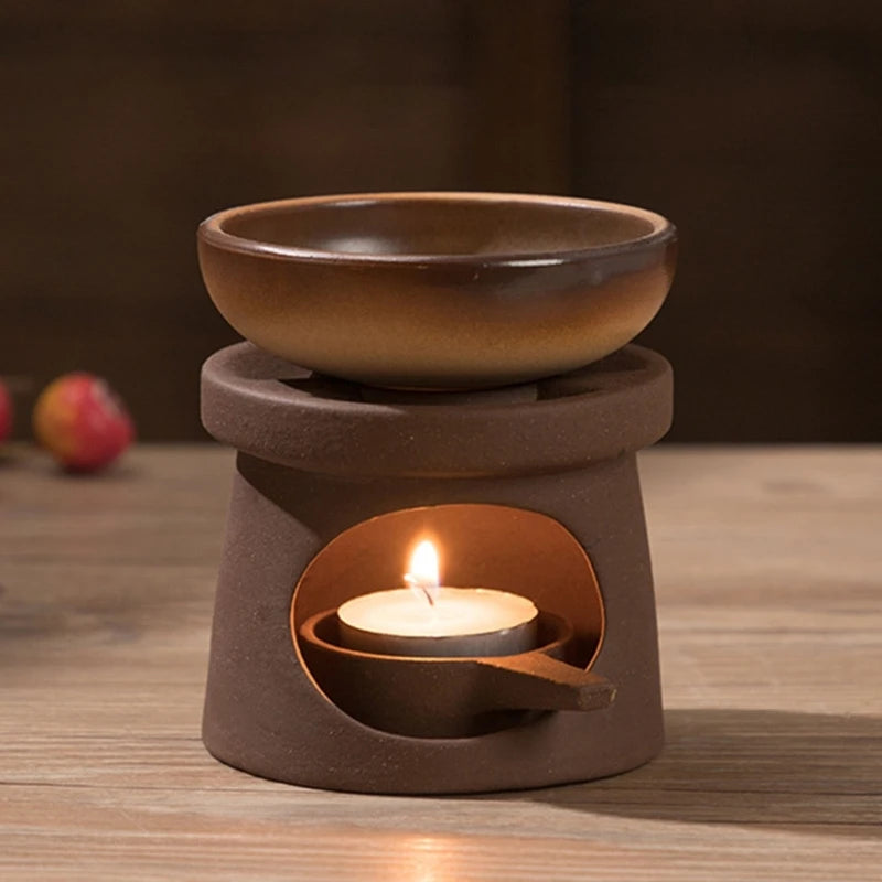 Brûleurs d'huiles essentielles en céramique, chauffe-cire, diffuseur d'aromathérapie et cuillère à bougie chauffe-plat pour la maison et le bureau MINHBATTI