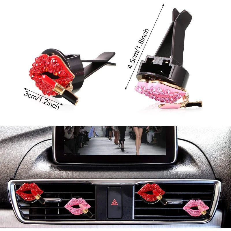 Diffuseur parfum pour voiture au glamour et rechargeable et rouge à lèvres rose clair MINHBATTI