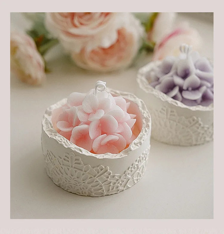 Bougie naturelle parfumée artisanale Hortensia Rose MINHBATTI