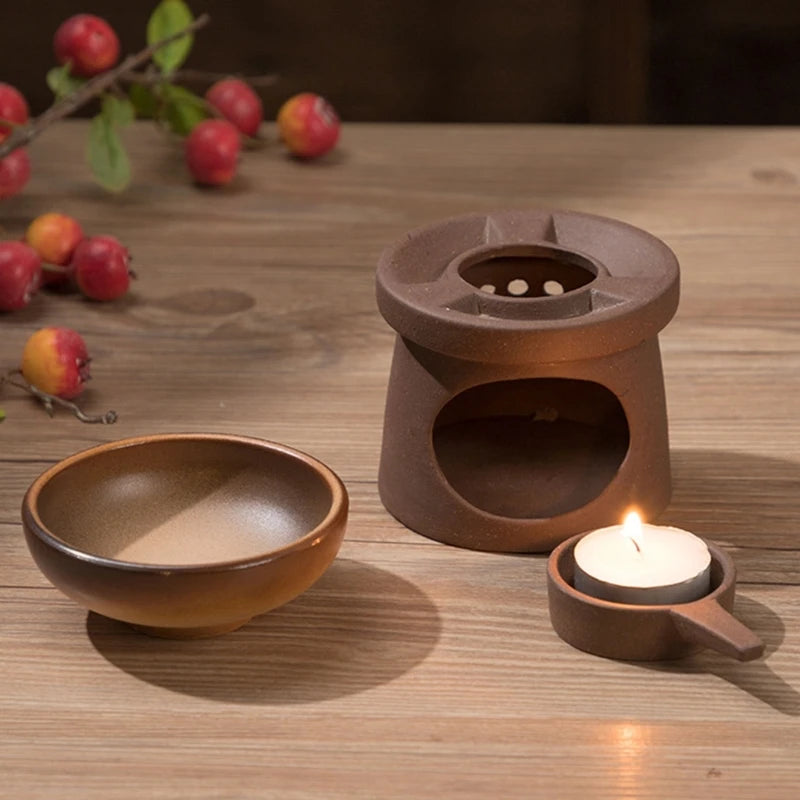 Brûleurs d'huiles essentielles en céramique, chauffe-cire, diffuseur d'aromathérapie et cuillère à bougie chauffe-plat pour la maison et le bureau MINHBATTI