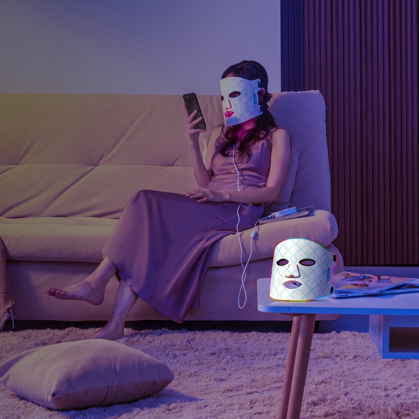VEVOR Red Light Therapy Mask 7-Color LED Face Mask Light Therapy With 850nm NIR MINHBATTI