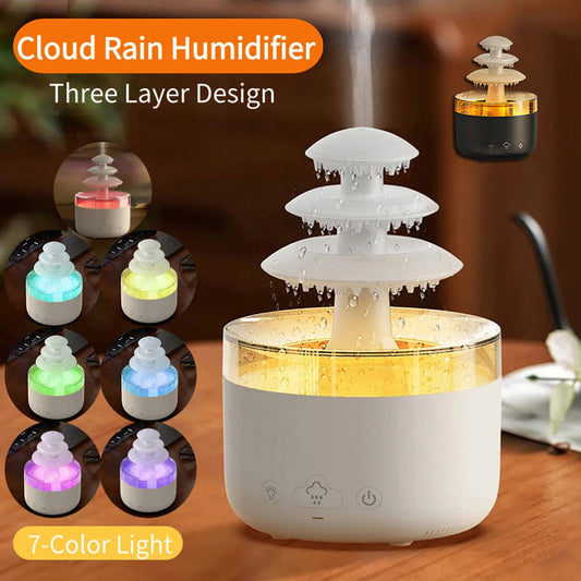New Cloud Rain Air Humidifier Essential Oil Aromatherapy Diffuser USB Mute Mist Air Humidifier With Colorful Light MINHBATTI