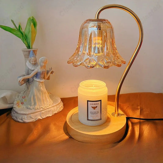 Creative Wood Aromatherapy Wax Melting Lamp Desk Lamp Indoor Home Living Room Bedroom Bedhead Atmosphere Lighting Fixture MINHBATTI