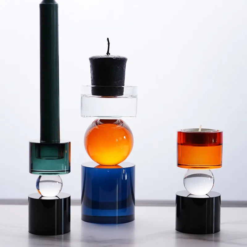 Chandelier en verre coloré, créatif et simple, forme géométrique M MINHBATTI