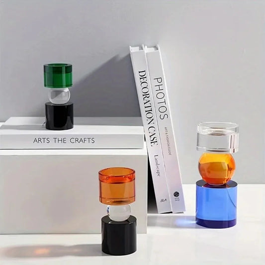 Creative and Simple Home Crystal Colorful Candlestick Ornaments Sales Department Living Room Geometric Shape Candlelight Dinner MINHBATTI