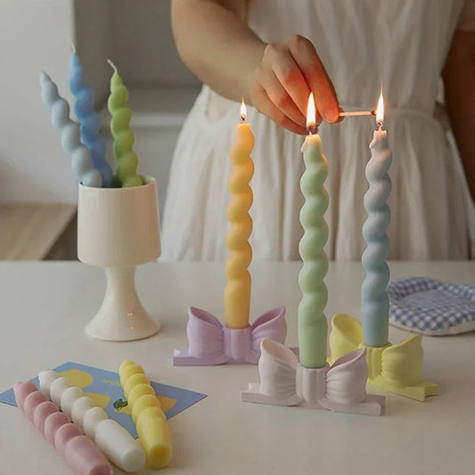 Ins Style Spiral Long Rod Candle Scented Candle Aromatherapy Soy Wax Candles Wedding Birthday Candle Party Home Decoration MINHBATTI