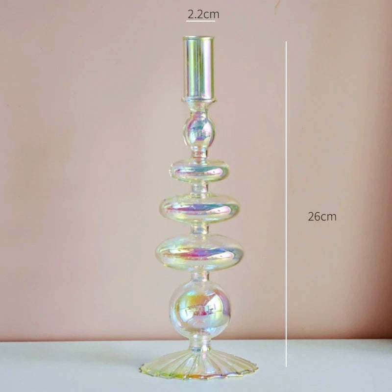 Bougeoir Arc en ciel irisé en verre Bougeoir vase Verre Arc en ciel irisé MINHBATTI