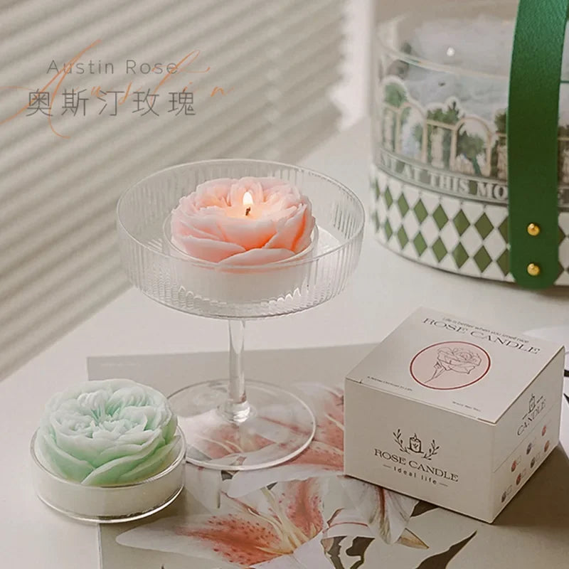 Bougie naturelle parfumée d'aromathérapie artisanale fleur Rose Berlin Girl MINHBATTI