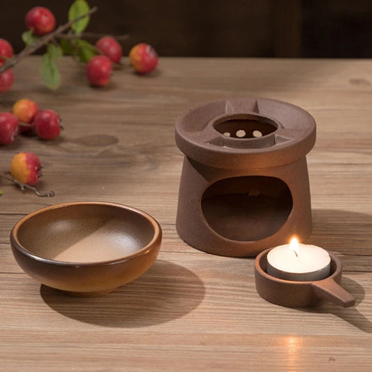 Brûleurs d'huiles essentielles en céramique, chauffe-cire, diffuseur d'aromathérapie et cuillère à bougie chauffe-plat pour la maison et le bureau MINHBATTI
