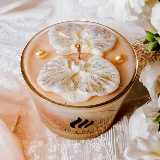 Bougie parfumée au musc blanc "orchidées enchantées" MĪNHBATTĪ